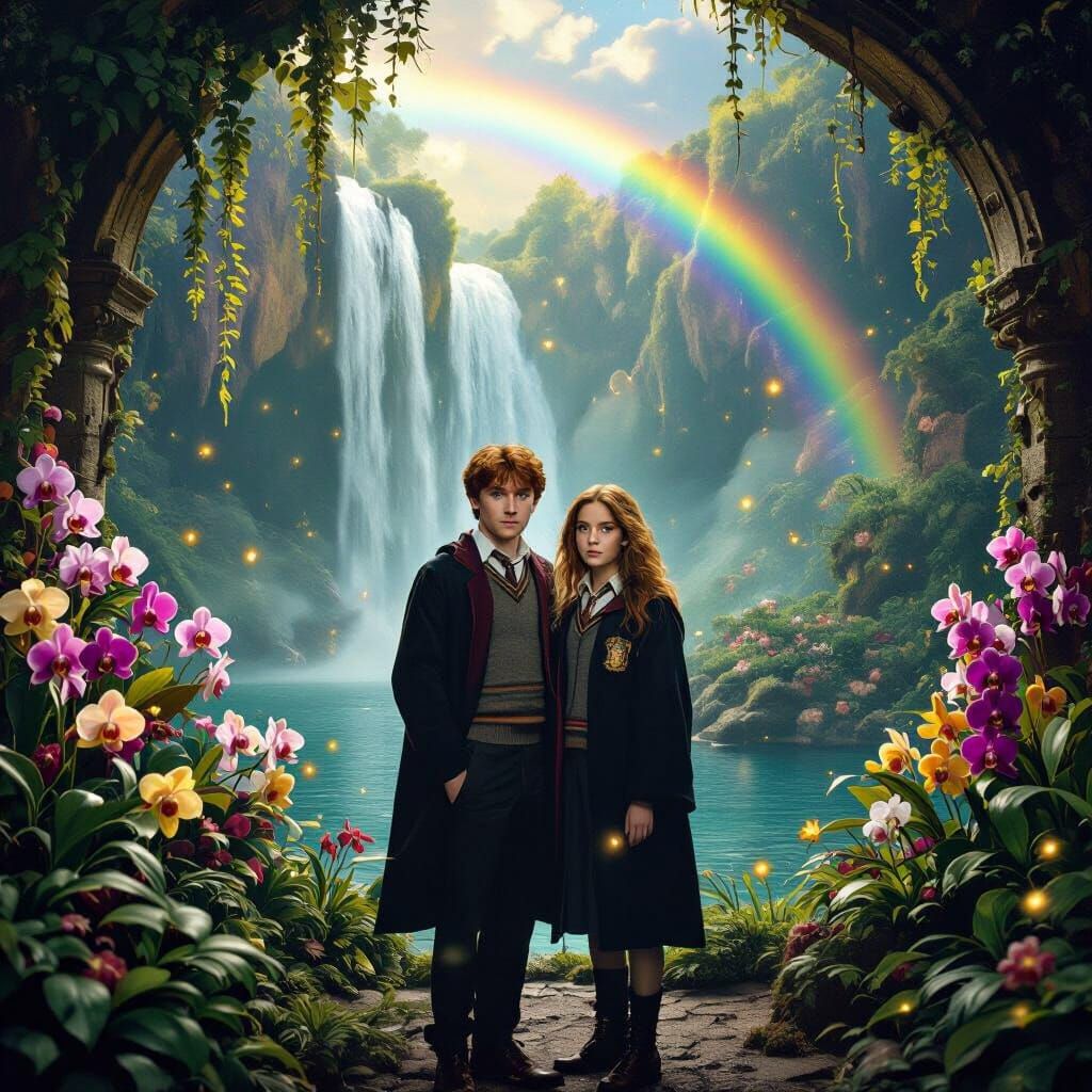 Ron and Hermione in a Surreal Grotto