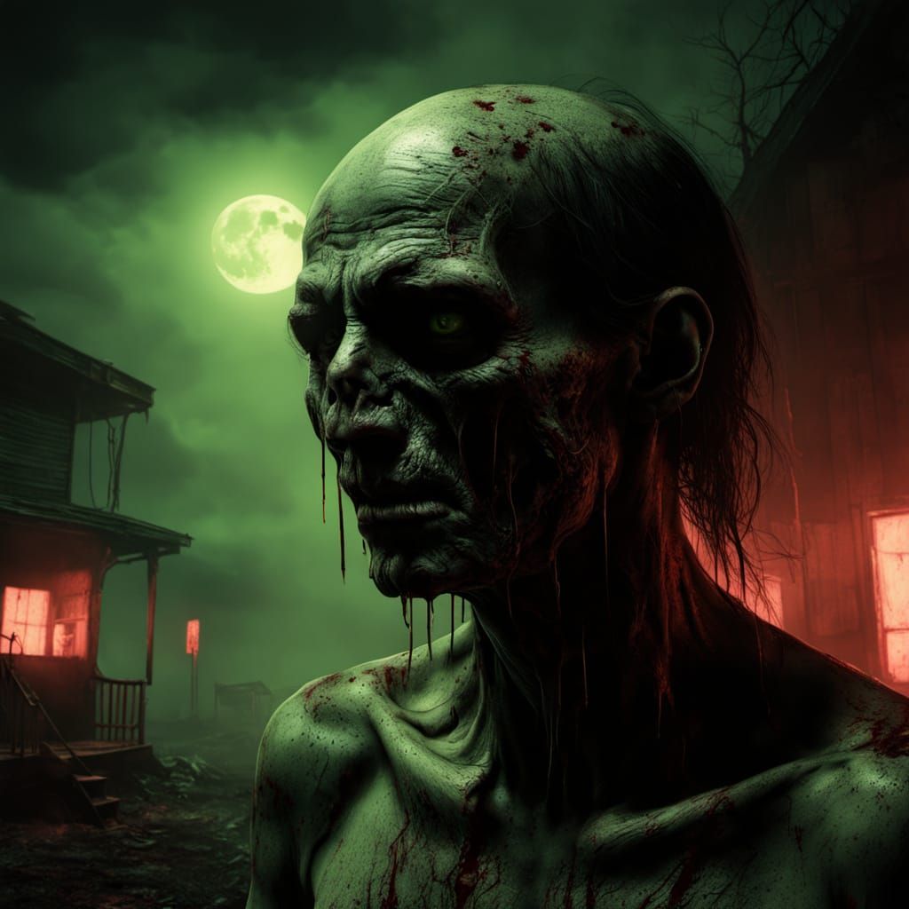 Surrealistic Redneck Horror Figure in Abandoned Trailer Park