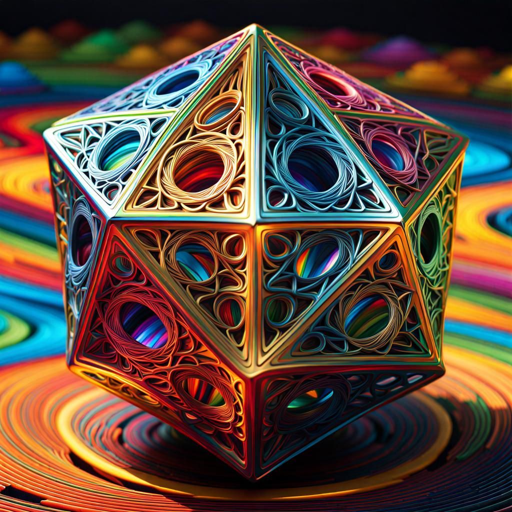 4-D Trapezohedron digital illustration psychedelic art hyper...