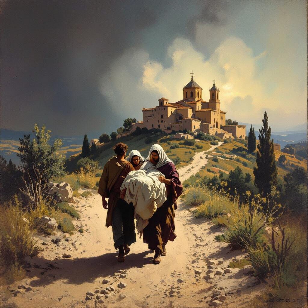 Devout Pilgrimage: Sick Woman Carried to Sanctuary