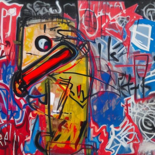 Expressionist Robot and Human Figures in Neo-Expressionist S...