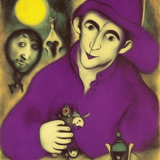 Vampire Portrait in Renaissance Style with Purple Colors