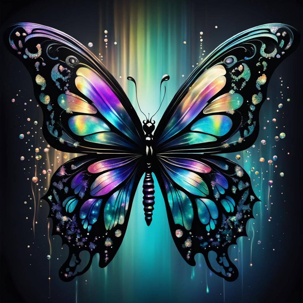 Iridescent Butterfly in Surreal Whimsical Style