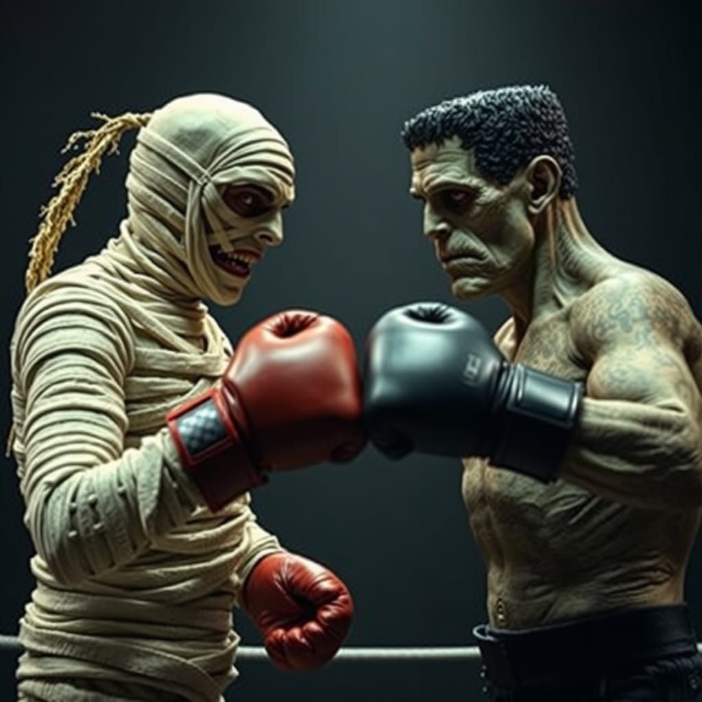 Epic Monster Boxing Match: Mummy vs. Frankenstein