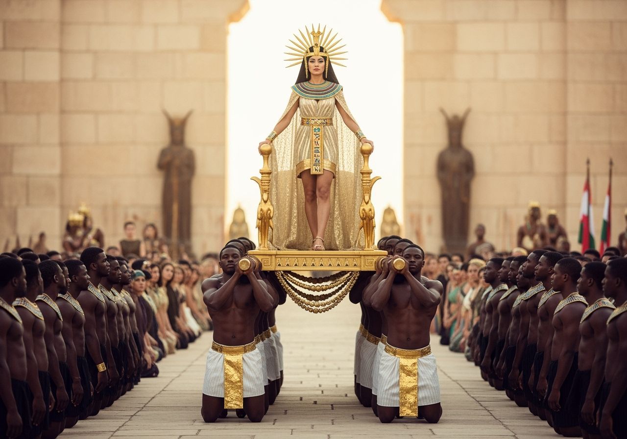 Egyptian Queen Parade with Bokeh Effect