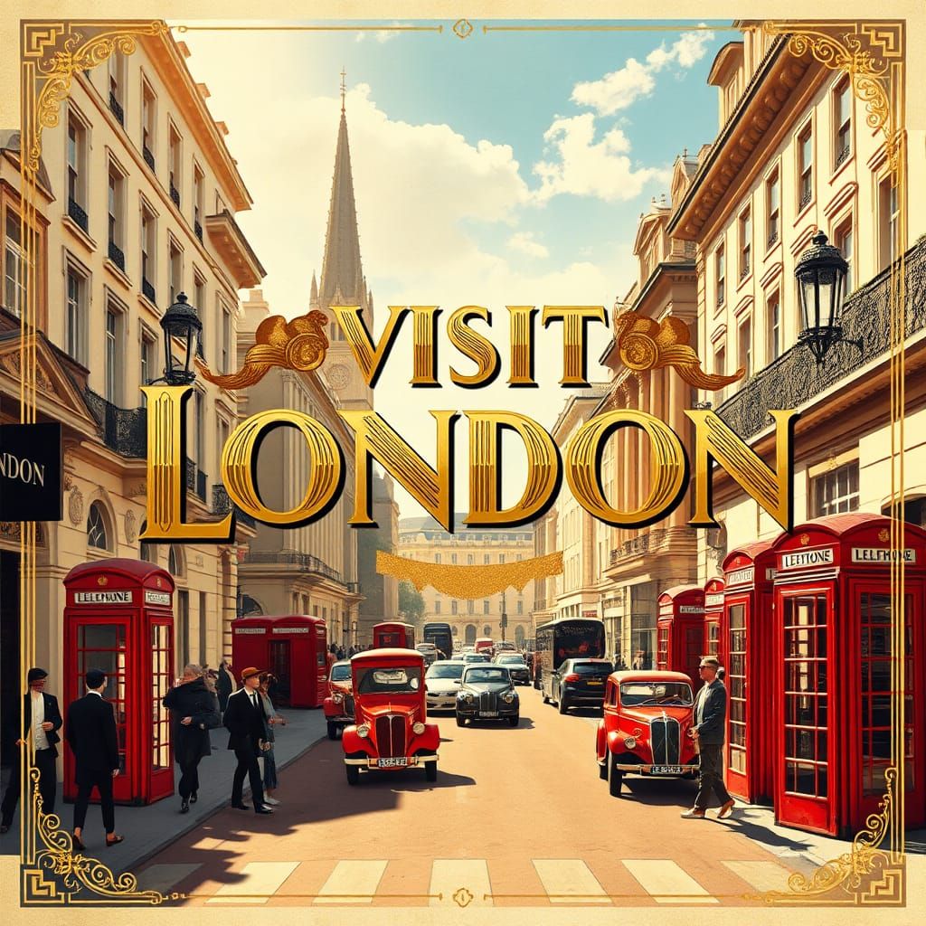 Vintage Art Deco Travel Poster of 1920s London