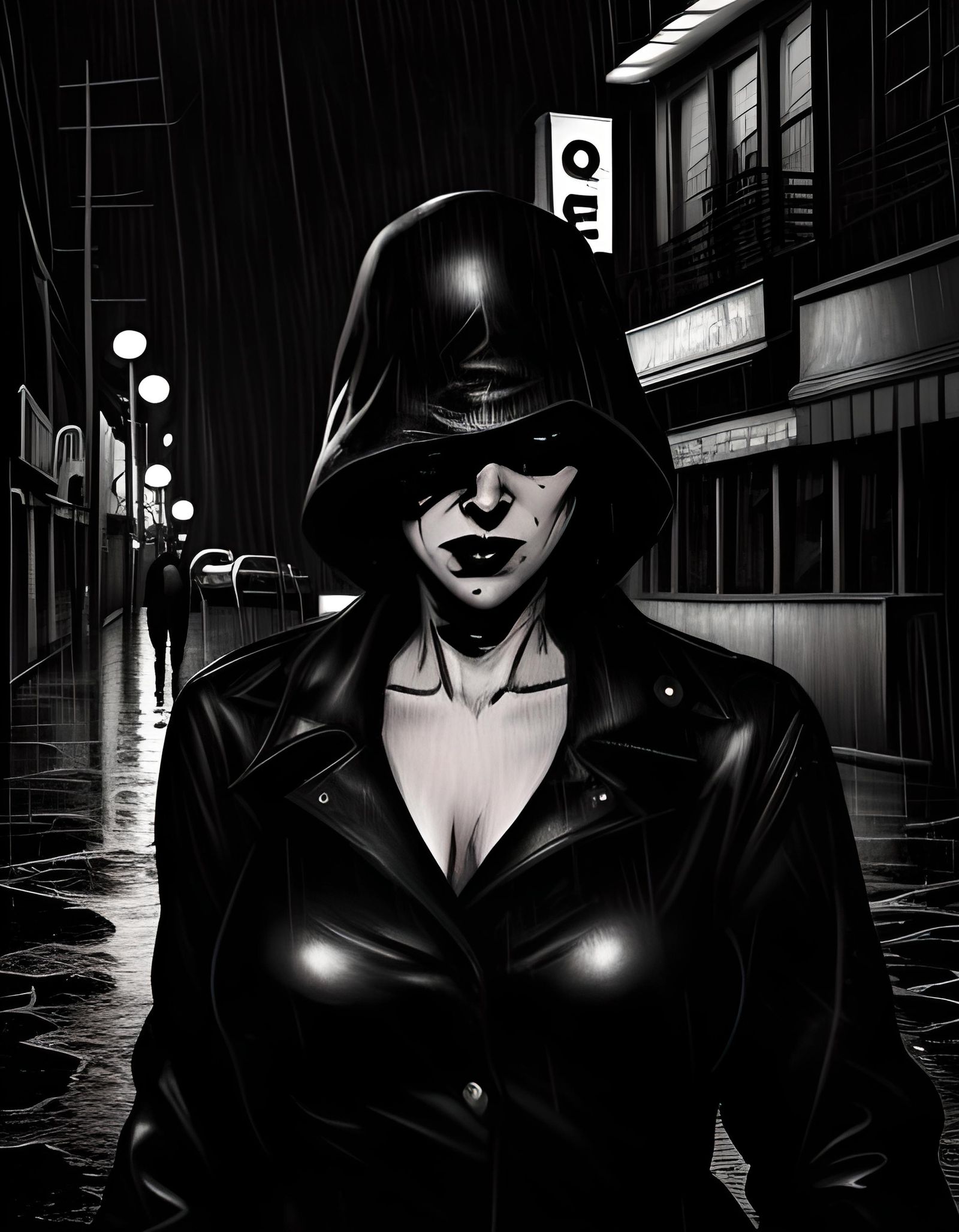 Noir Comic Scene: Serial Killer Stalks Woman