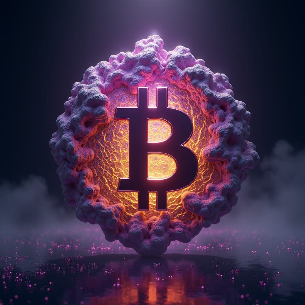 Mystical Geometric Bitcoin Form in Digital Art