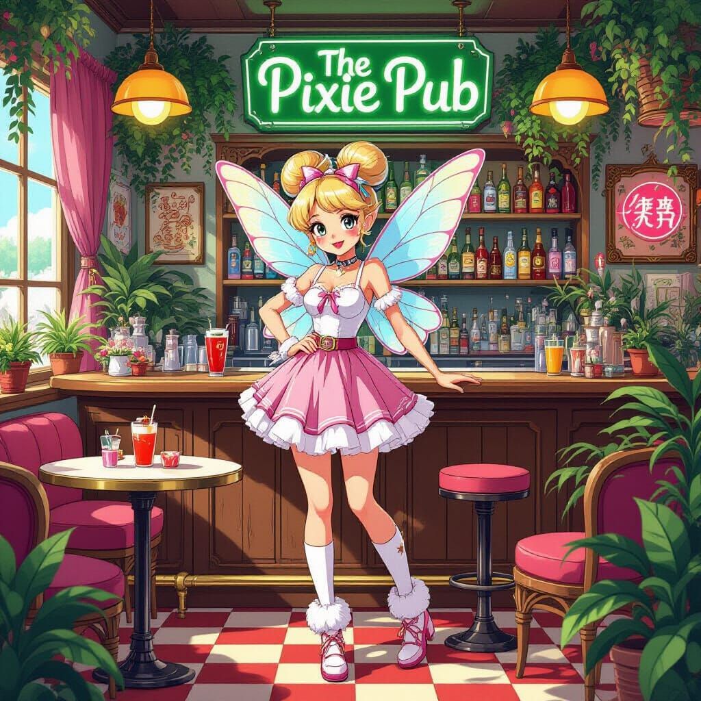 Anime-Style Fairy Bar in Retro 50s Dive
