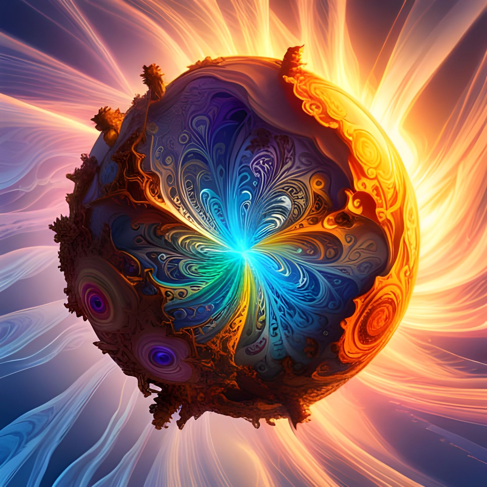 Holo Sphere with Colorful Eyes in Stained Glass Style