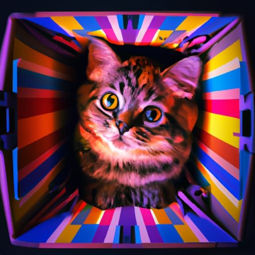 Colorful Cat in Box: Studio Ghibli Anime