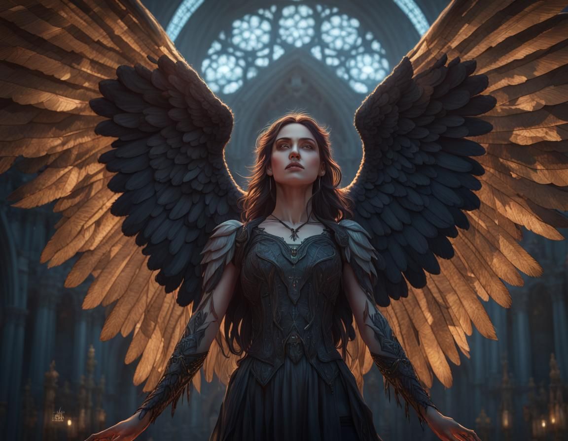 Gothic Angel Portrait in Hyperdetailed Style
