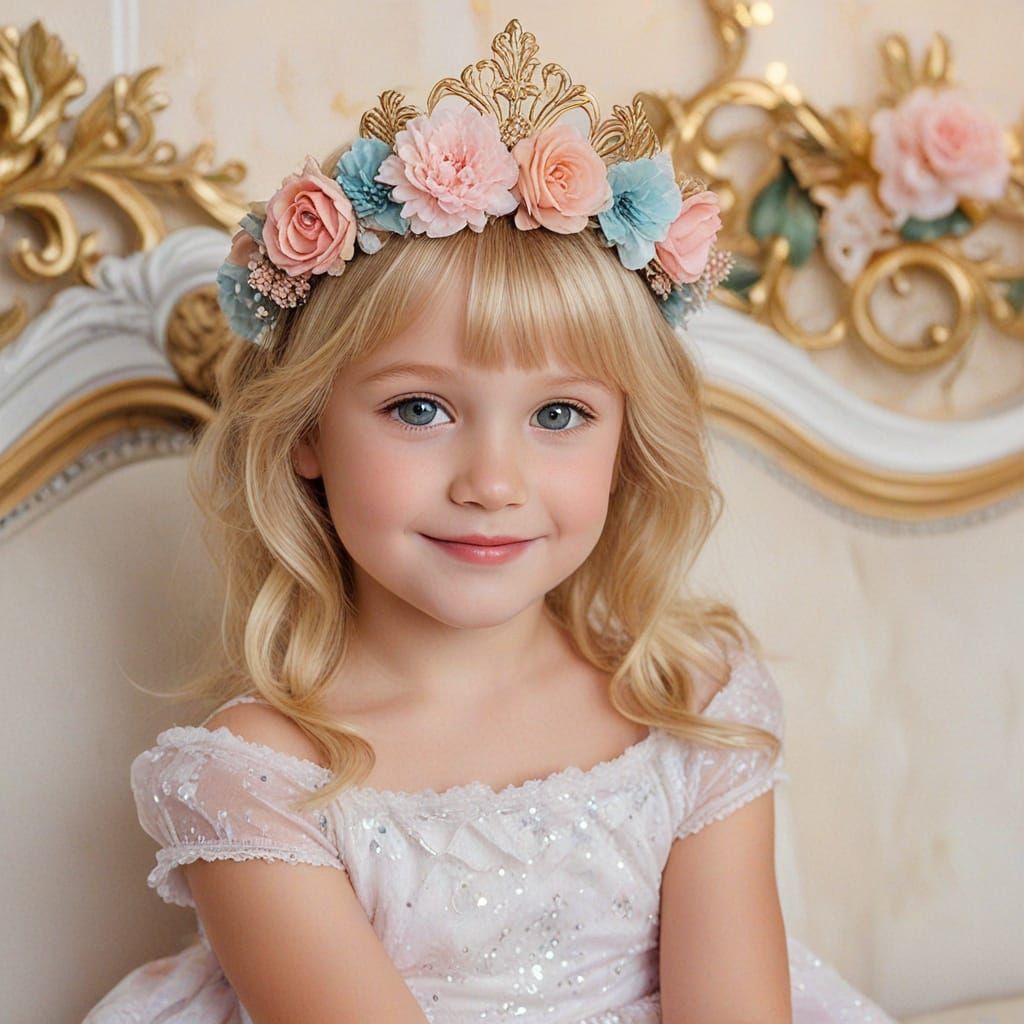 Blonde Princess in Palace, Soft Watercolor Style