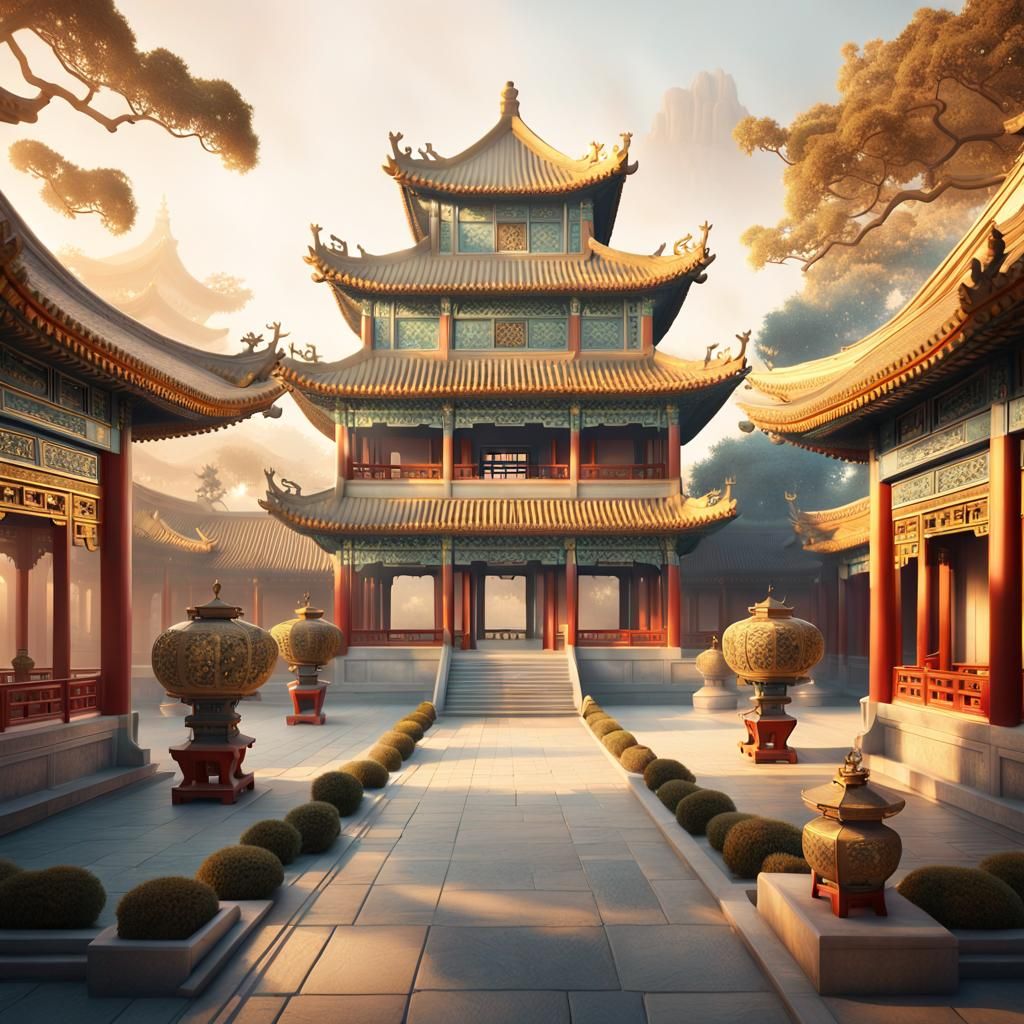 Chinese Palace Garden in Digital Matte Painting