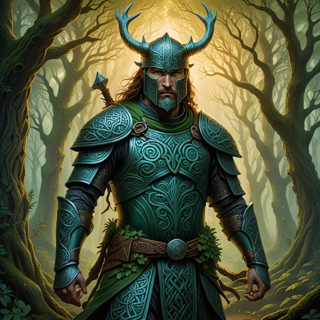 Celtic Warrior in Mystical Forest