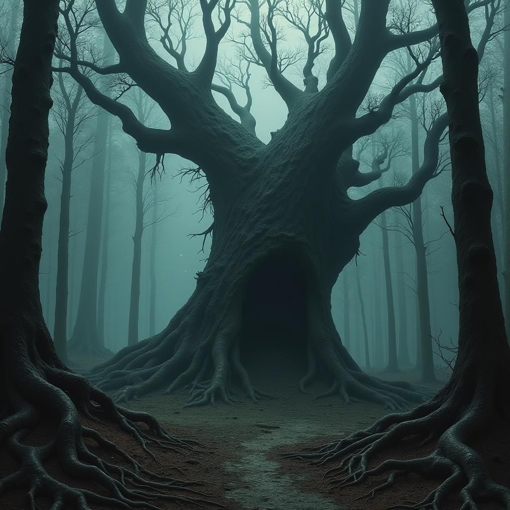 Ancient Tree Crashing in Dark Gothic Forest