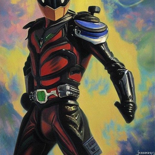 Kamen Rider in Oil Painting Style