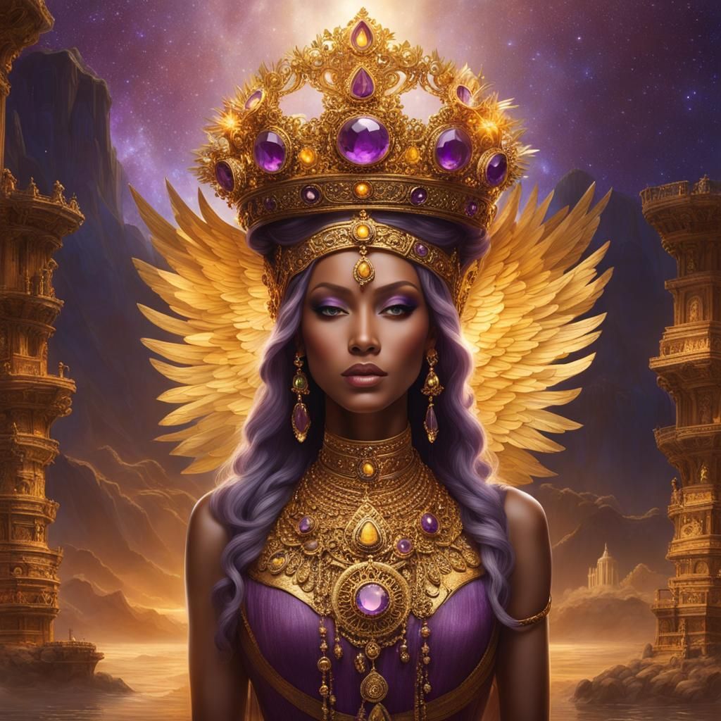 Queen of Atlantis with Amethyst and Citrine Crown