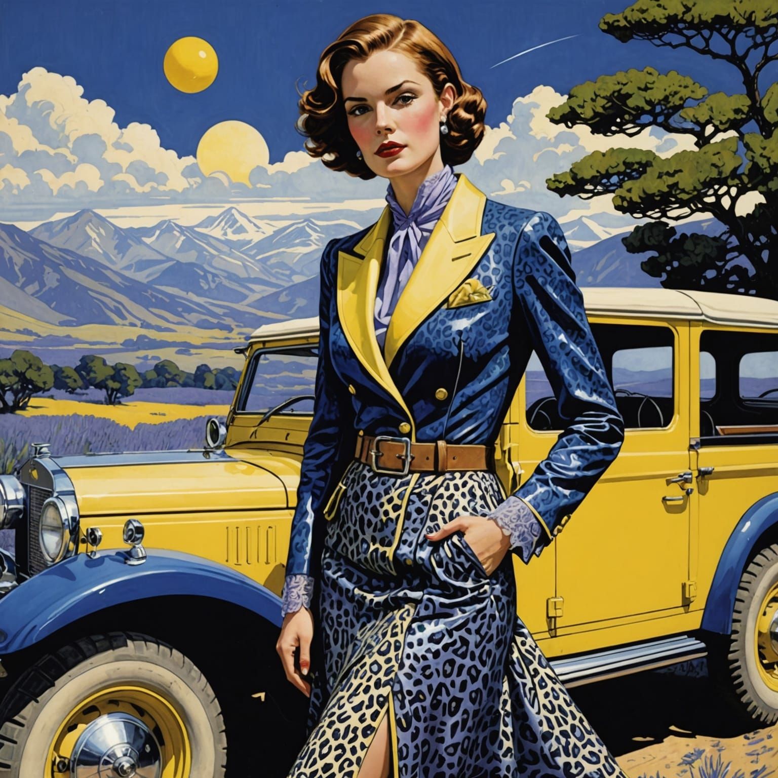 Luxury Lifestyle Lady in Linocut Layers