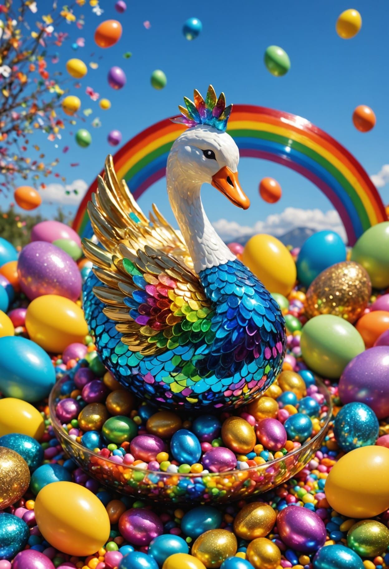Vibrant Easter Celebration in Whimsical Style