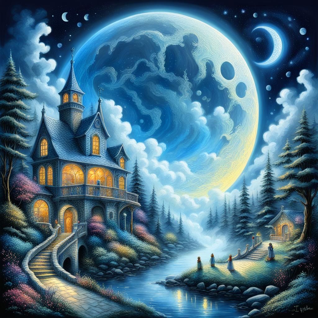 'Je t'aime' on Blue Moon in Graffiti Style