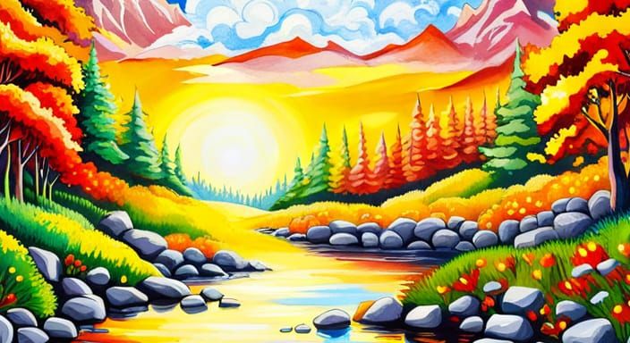 Magical Nature Landscape in Vibrant Inksplash