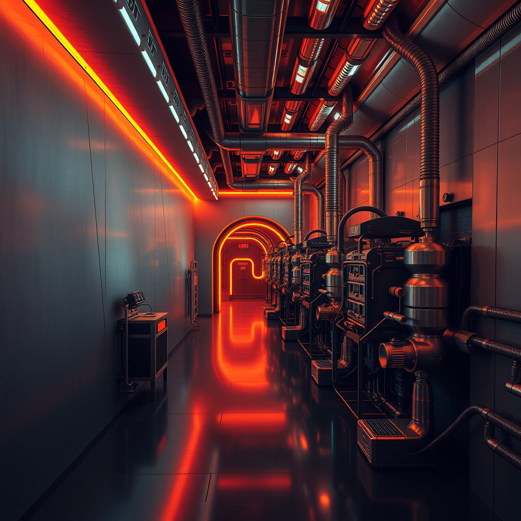 Futuristic Molten Salt Reactor in Sci-Fi Noir Style