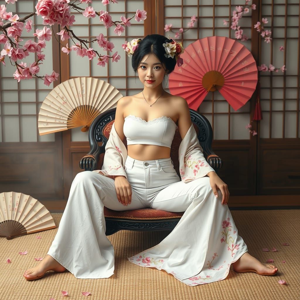 Geisha in Jeans: A Photorealistic Japanese Fusion