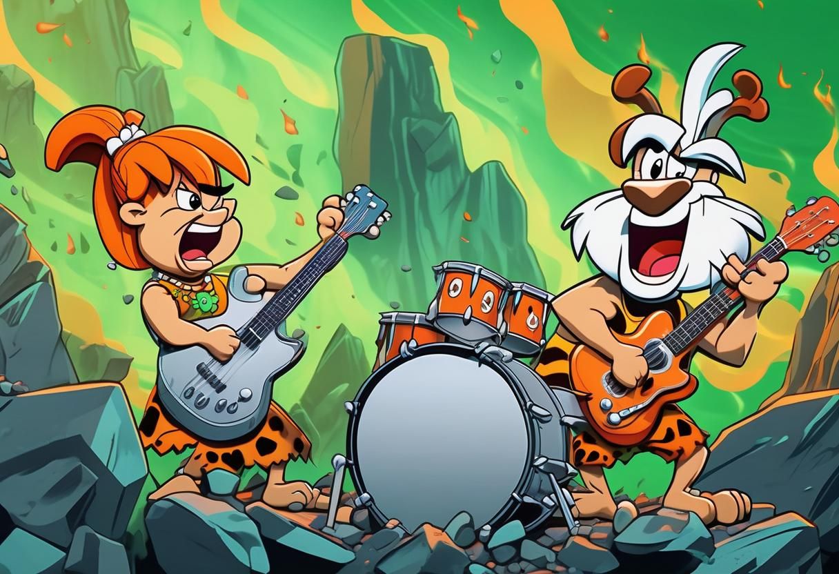 Cartoon Rock Concert in Pop Art Style