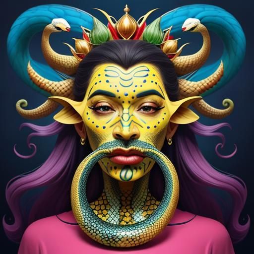 Surreal Queen and Snake in Dali Style