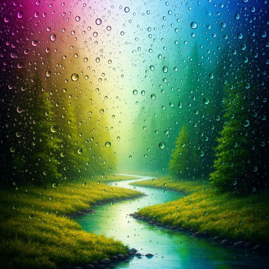 Primeval Forest River with Ethereal Mist