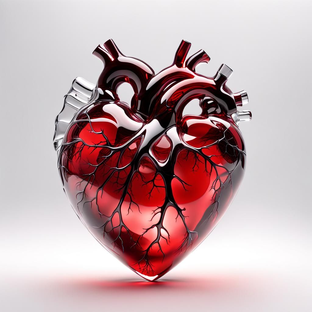 Fragile Red Glass Heart in Striking CGI Image