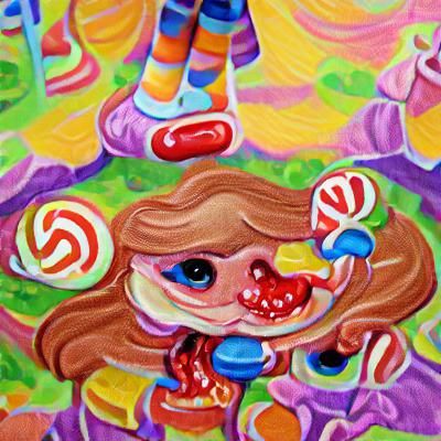 Vibrant Candyland Character in Gouache Style