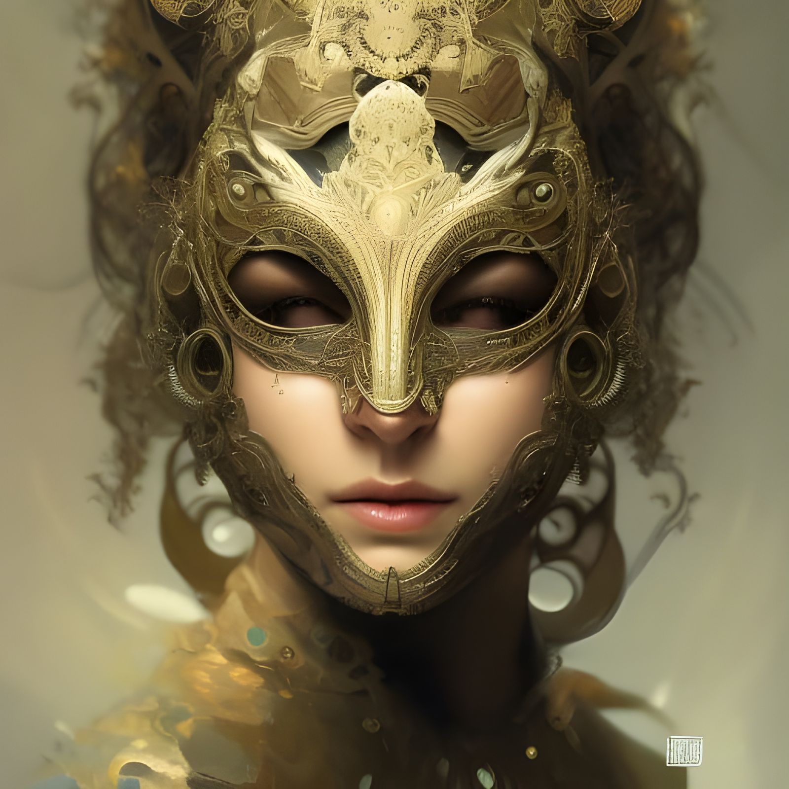 Masked Lady Portrait in Hyperdetailed Style