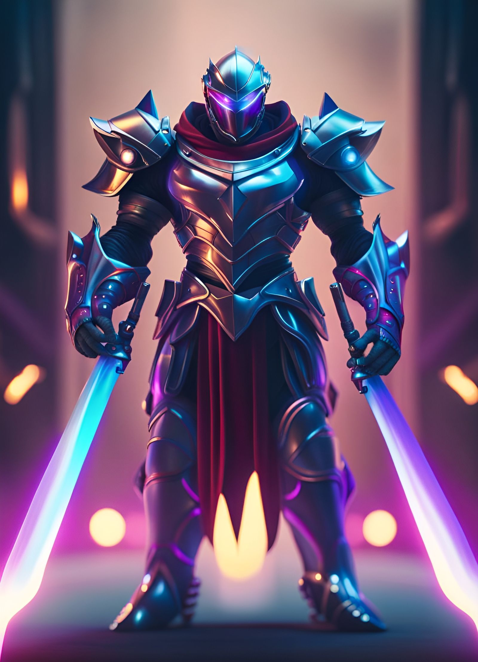 Futuristic Armored Warrior with Glowing Eyes