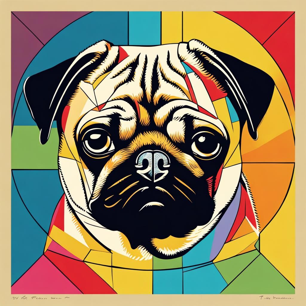 Pug in Pop Art Screen Print Style