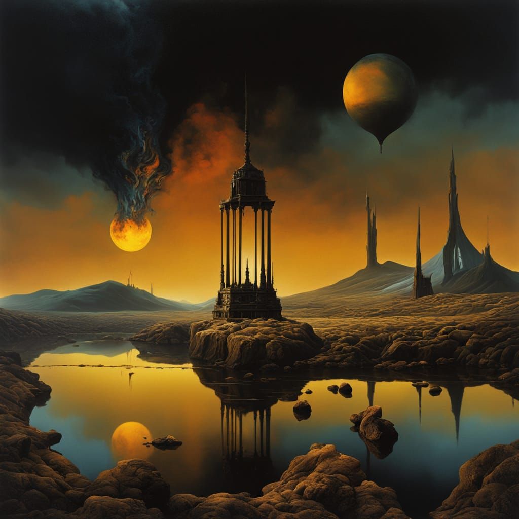 Surreal Underworld Landscape in a Dreamlike Style