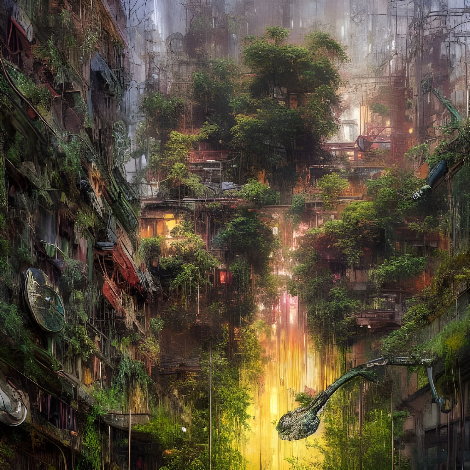 City Overgrown: A Steampunk Futurism Landscape