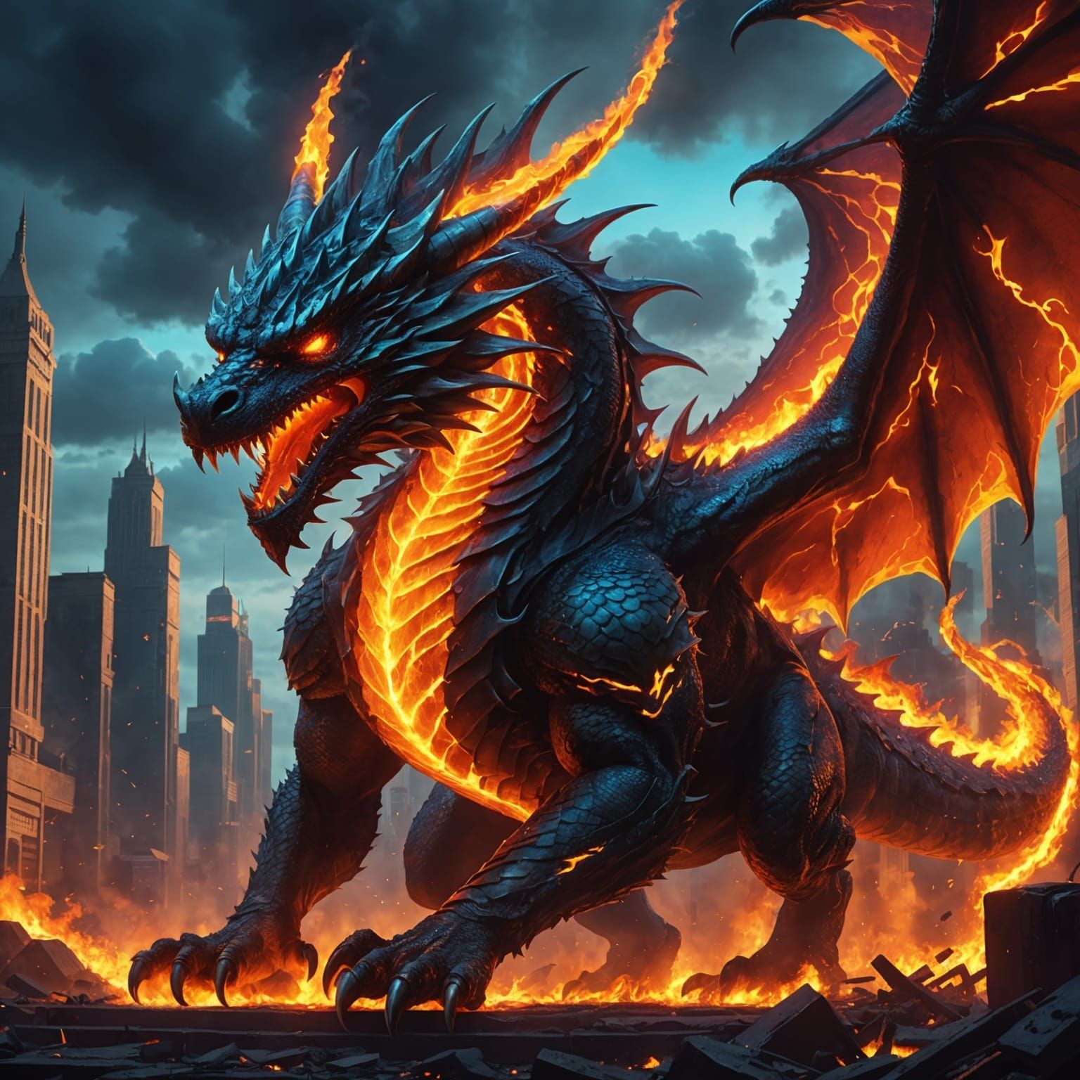 Furious Dragon's Fiery Breath: Anime Concept Art