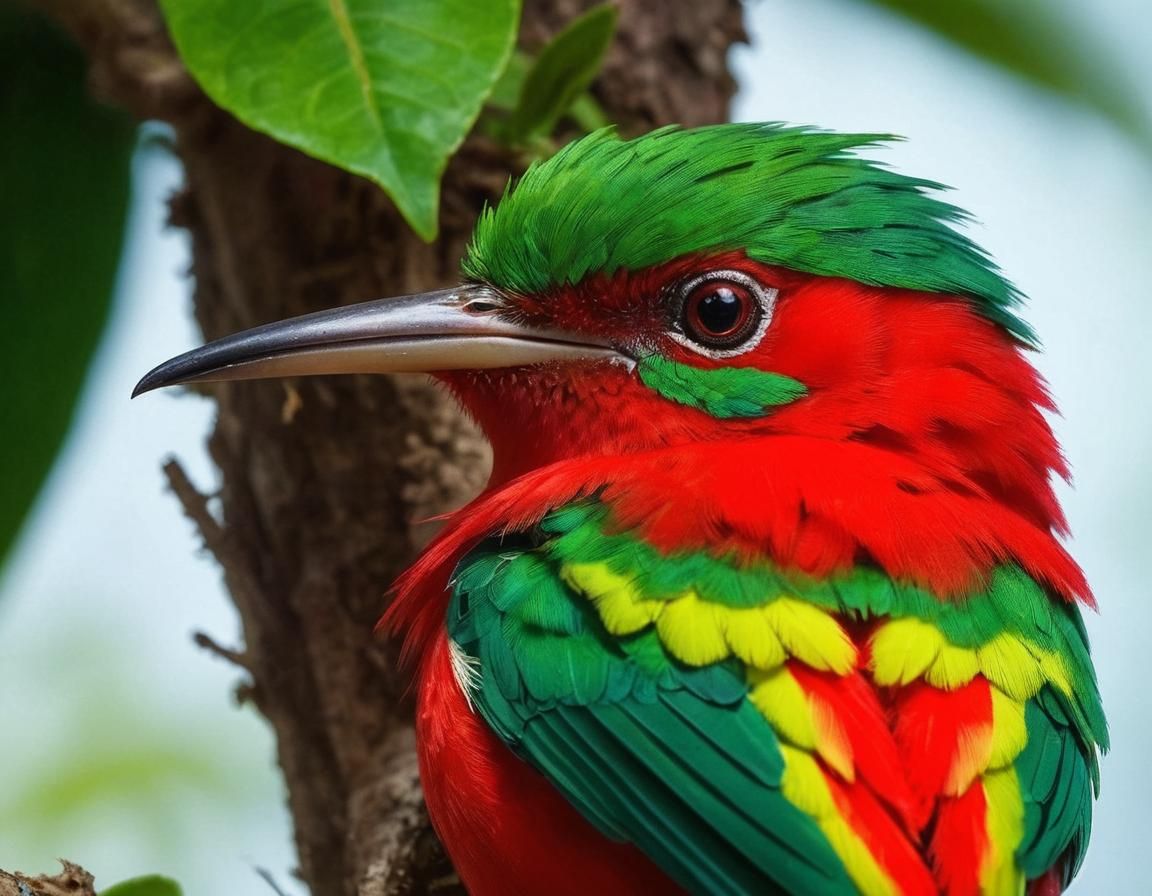 Detailed Watercolor of a Cuban Tody Bird
