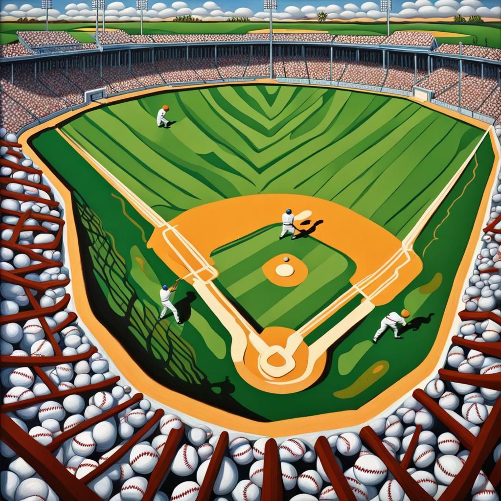 Surreal Spacemen Play Baseball as Impasto Painting