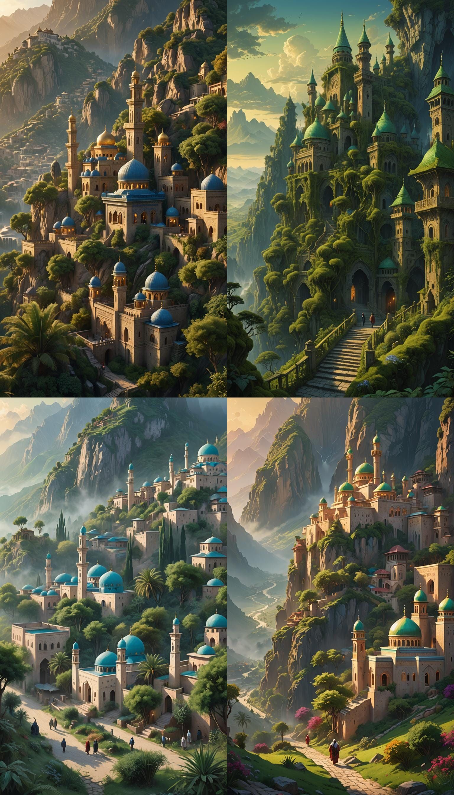 Islamic Village Embraced by Nature: Matte Painting