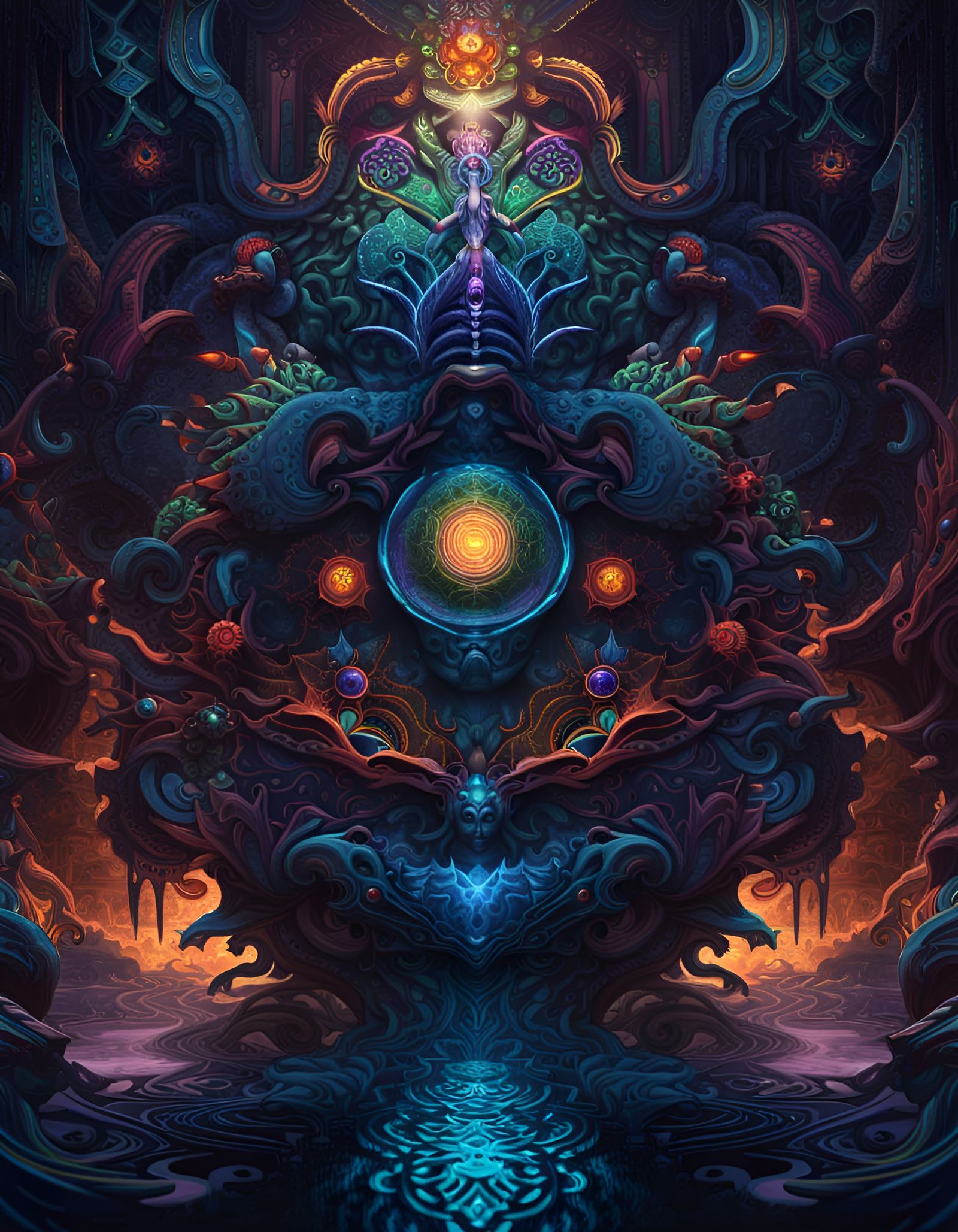 Dark Fantasy Alien World with Chakra Center