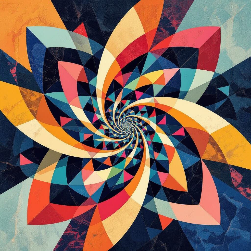 Abstract Space-Time Distortion in Neo-Cubist Style