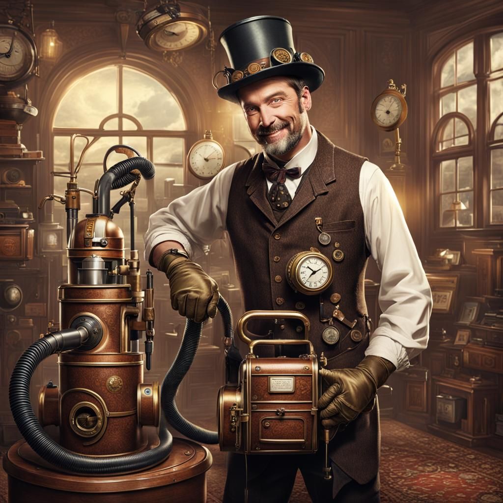 Steampunk salesman.