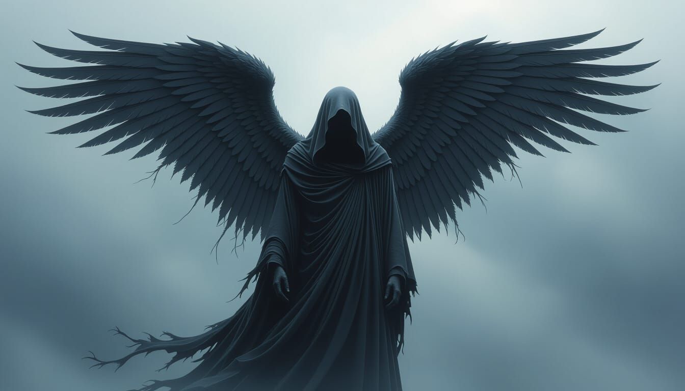 Dark Angel of Death in Haunting Surrealist Style