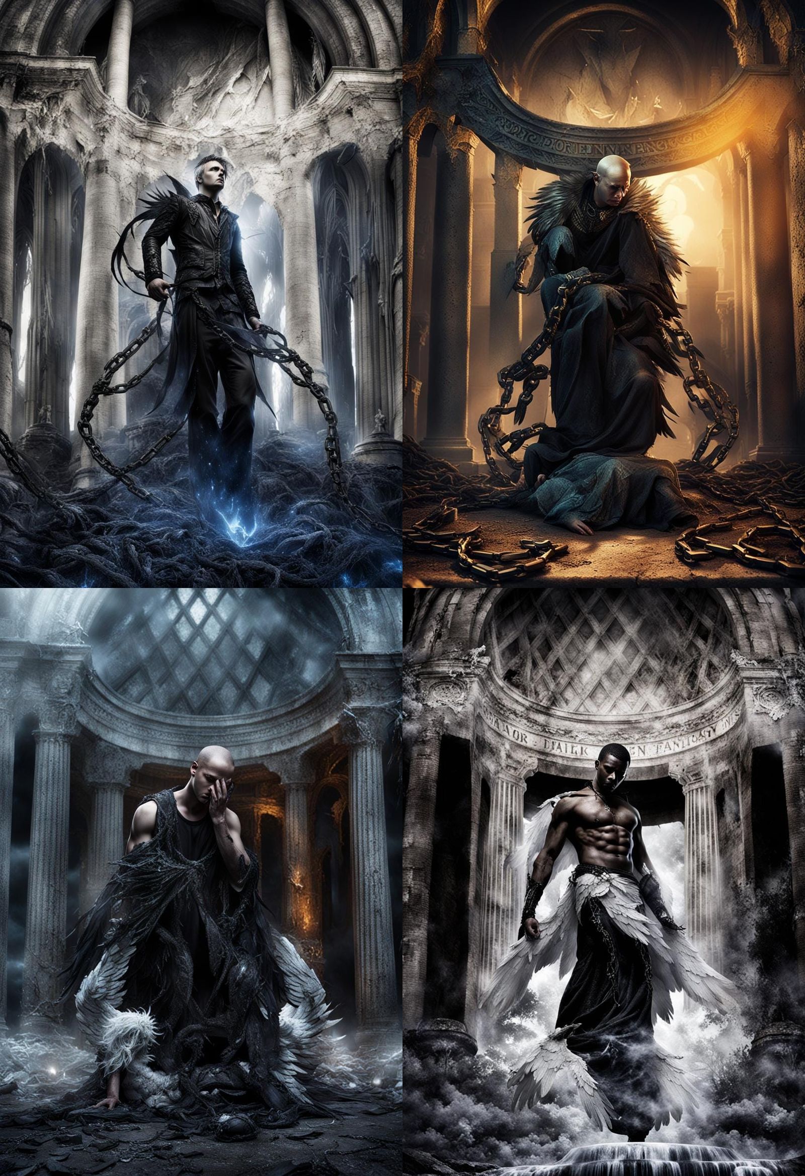 Falling Angel Tattoo Design in Black and White