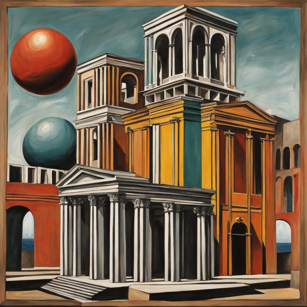 Surreal Metaphysical City in the Style of Chirico