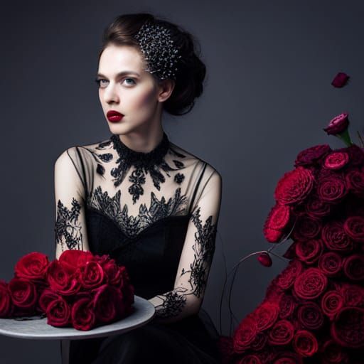 Darkly Elegant Goth Cakes with Floral Motifs