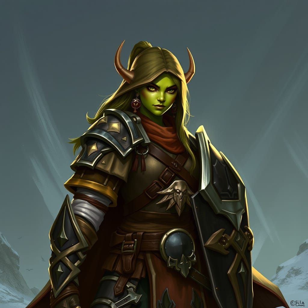 A female Orc Paladin